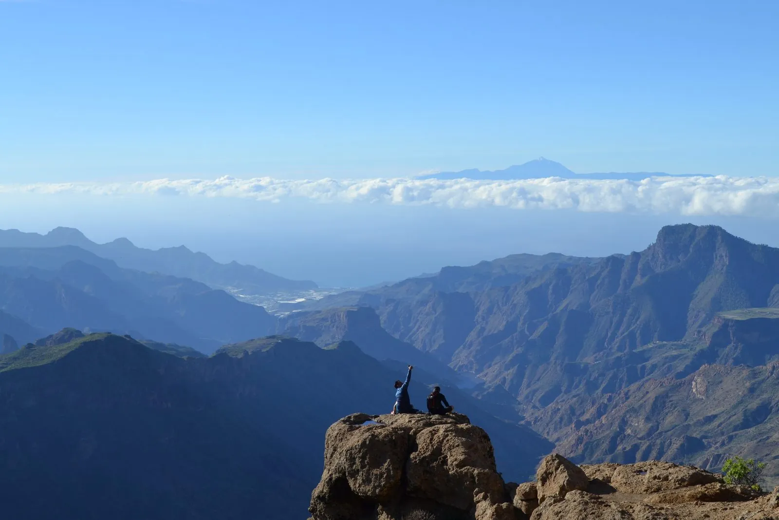 The Roque Nublo rock monolith rising from the volcanic highlands of Gran Canaria